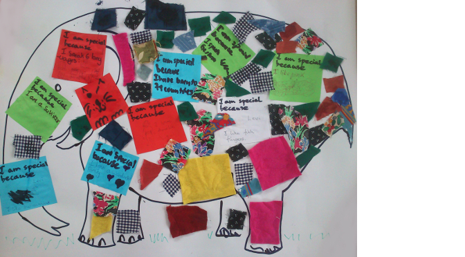 Elmer the elephant made by Children's meeting